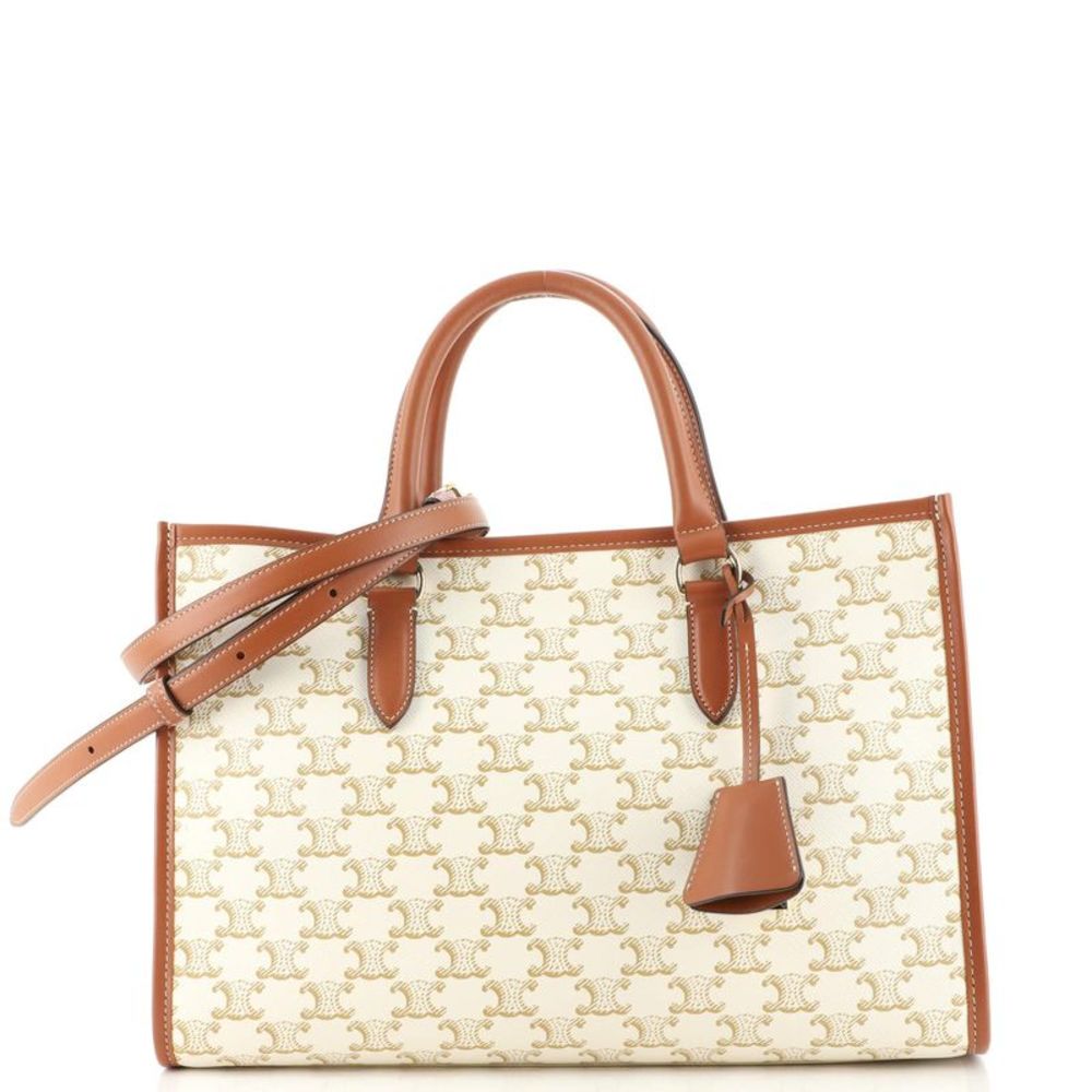 Celine Horizontal Cabas Tote Triomphe Coated Canvas Mini Neutral